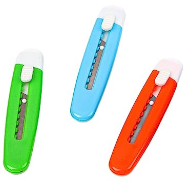 3 Pcs Mini Art Knives for Letter Opening and Paper Cutting, Random Color | Portable Telescopic Art Knives with Sharp Blade, Stationery for Wrap Box Opener in School Home and Office
