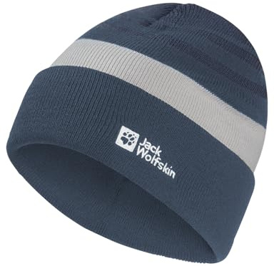 Jack Wolfskin Stripy stickad mössa K - unisex barn basker, Midnight Sky, S