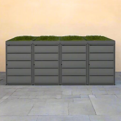 MY-MÜLLTONNE OBOX Bloom 4er Mülltonnenbox mit Pflanzdach für 4 Tonnen 240L