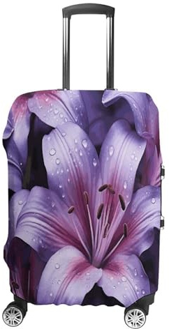 FZQVSWTX Housse de protection lavable pour valise, motif guitare réfléchissante, protection élastique pour valises de 48,3 à 81,3 cm, Fleurs de lys violettes, XL