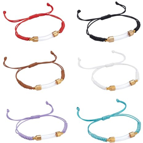 PH PandaHall Bracelet Pendentif Flacon en Verre 6 couleurs avec Bouchons à Vis Nom Sur Bracelets de Riz Bracelet Réglable avec Bouteille en Verre Ouvrable pour Hommes Femmes Fabrication de Bijoux