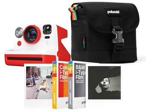 Polaroid Now Travel set, Polaroid Now + 1 confezione i-Type Color Film, 1 confezione B&W, 1 1 bag spectrum (Red)