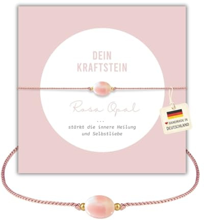 happymaker - Edelstein Armband Damen, handgefertigt in Deutschland mit Goldperlen, Geschenkkarte und Geschenkverpackung, Mutmacher Geschenk