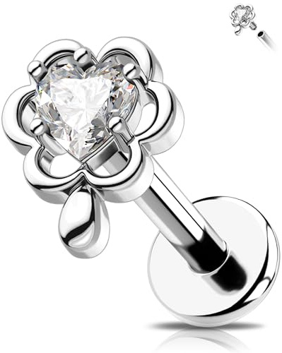 OUFER 16 g helix piercing invändig gänga 316L kirurgiskt stål brosk öronpiercing tragus conch lobe cartilage klar CZ örhängen piercing 6 mm, 16G6mm, Rostfritt stål, Kubisk zirkon