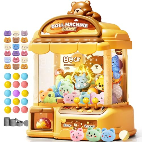 MIAOKE Máquina de Garras Grande para Niños, Consola de Juegos Arcade Electrónica con Sonido Ajustable, Regalo de Cumpleaños Infantil, Incluye 30 Juguetes, 24 Monedas de Juego y 22 Huevos Sorpresa