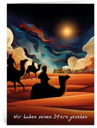 Weihnachtskarten mit Umschlag Set, Weihnachtsstern, A6 | Christmas Cards, Karten Weihnachten; 10 Stück, kleines Format, Klappkarten; weihnachtliche Motive