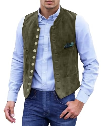 Beichwtd Trachtenweste Herren Ärmellos Trachten Weste - Oktoberfest Outfit Gilet Große Größen Trachtengilet mit Stecktuch, edel Festanzug für Hochzeit, Musik Anlass