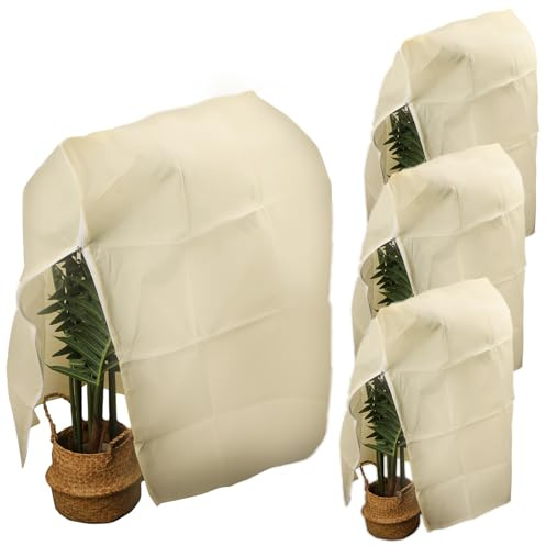 GEEKHOM Protección invernal para plantas exteriores, protección para plantas de invierno con cremallera y cordón, protección de invierno para plantas en macetas, árboles, palmeras, protección contra