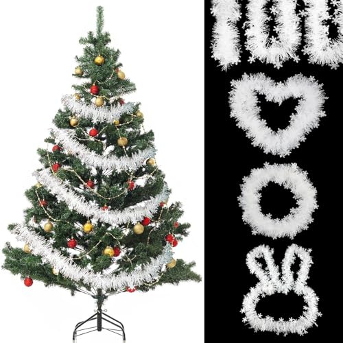 5 Stück Weihnachtsdeko Weiß Weihnachtsbaum Girlande 2M Weihnachtsgirlande Schneeflocken Weihnachtsdeko Tannengirlande Deko Weihnachten deko Party Weihnachtsfeier Weihnachtsdekoration
