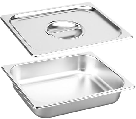 Cabilock Buffet Food Tray Acier Inoxydable avec Couvercle Plateau de Service Robuste pour Restaurants et Événements Bac Rectangulaire Épais pour Buffet et Cuisine Professionnelle
