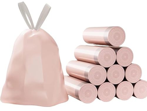 Chereda 100 bolsas de basura de 10 litros, bolsas de basura de plástico grueso para baño, inodoro, dormitorio y oficina, bolsa de basura rosa (100)