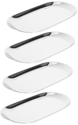 EPIGEIST 4pièces Plateau Argenté Acier Inoxydable Plateaux Décoratifs Plateau à Bijoux Plat De Service Rangement Décoratif