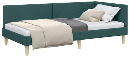 vidaXL Eckbettgestell Dunkelgrün 100 cm x 200 cm Stoff und Sperrholz