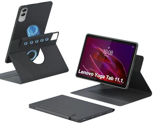 zZjoOoj Hülle für Lenovo Yoga Tab 11.1 Zoll Tablette Case，360° Drehbarer Magnetischer Aufteilbarer Schutzhülle,Automatischer Schlaf/Aufwachen,Einstellbarer Ständer - Schwarz