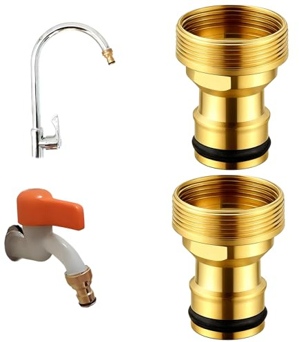 2 Pièces Adaptateur Robinet Tuyau Arrosage, Compatible avec filet fin 22mm & 24mm – Robinet Cuisine & Lavabo, Raccord Rapide pour Tuyau Arrosage, Irrigation, Lave-linge & Nettoyage, Sans Outils