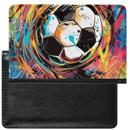 WIUFHFR Reisepasshalter Für Reisen Vintage Textur Fußball Bunten Hintergrund Reisepasshülle Aus Pu-Leder Mit Kartenfach