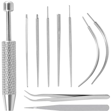 Tulov 10 Stk Piercing EinfüHrhilfe,Piercing Taper Insertion,Piercin g Zange Set,Pierc ing Kugel Aufdreher,Edelstahl Pierc ing Set,Piercingzange Für Kugeln,PiercingNadeln Für Ohr,Nase,Lippe,Bauch,Zunge
