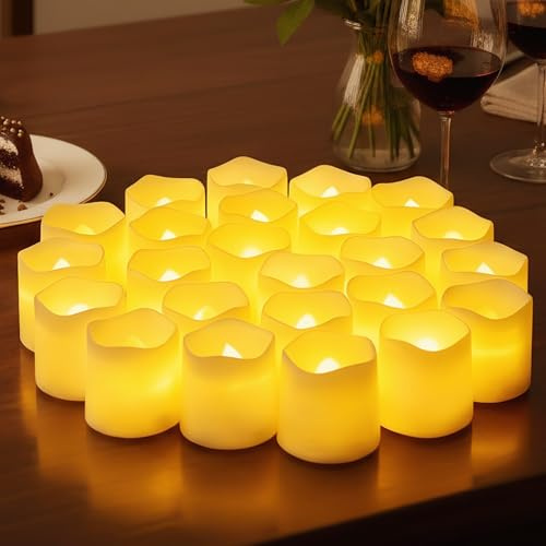 Songlypian 24 Piezas Velas LED Sin Llama,Velas Eléctricas Parpadeantes Realistas,Luz Cálida,Decoración para San Valentín y Aniversario,Boda,Navidad,Halloween,Fiestas y Hogar