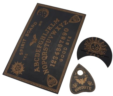 ANCLLO Juego de Tablero de Madera de Oráculo místico Hecho a Mano, tamaño A4, con Sol, Luna y Estrellas, Juego de Mesa clásico de Ouija