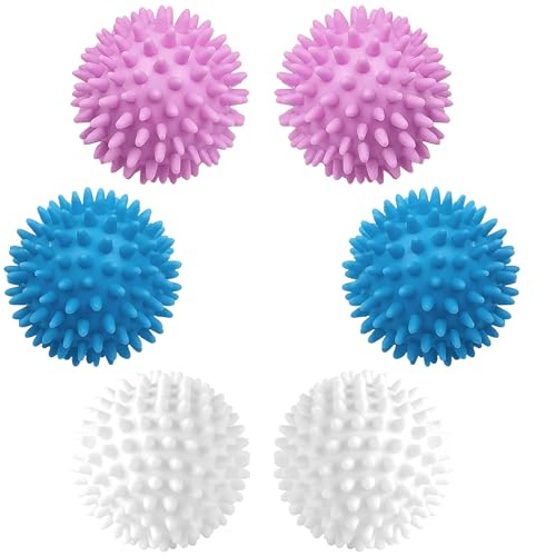 Menibeuty 6 palline per asciugatrici, palline per asciugatrici, per asciugatrici, per asciugatrici, piumini dryer balls, palline per asciugatura, palline per lavaggio in lavatrice (blu, bianco, viola)