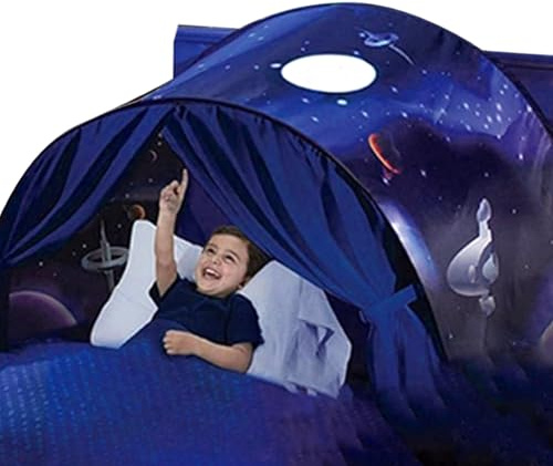 Hperu Tenda da Letto per Bambini per Ragazze e Ragazzi, Tenda da Letto Pieghevole a Tema Spaziale per Sale Giochi da Camera da per Bambini