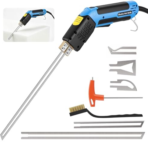 Yapasopu Cuchillo térmico 150W Cortador de espuma eléctrico, temperatura ajustable 50–600°C, 5 cuchillas intercambiables, corte preciso espuma EPS placa KT tela cuerda