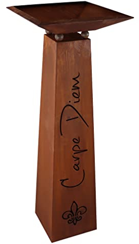 Rostikal® Pflanzsäule 110 cm mit Schale – Gartendeko aus Rost für Draußen Wetterfest – Outdoor Pflanzkübel Groß & Blumenständer – Edelrost Säule Carpe Diem für Haus & Garten Dekoration