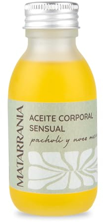MATARRANIA Aceite Corporal Sensual 100% Natural y BIO | Aceite de Masaje Sensual y Estimulante | Efecto Energizante y Afrodisíaco | Piel Suave, Aroma Dulce y Amaderado | Masajes de Pareja
