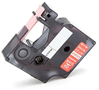 vhbw cinta de escritura compatible con Dymo Rhino 6000 | 5000, 5200, 4200, 3000, 1000 impresora etiquetas 5,5m x 12 mm blanco a rojo, vinilo