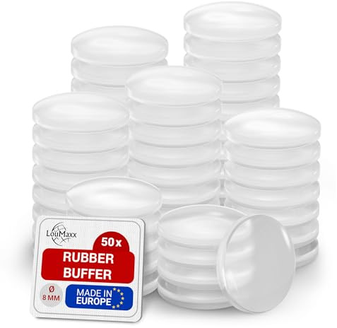 LouMaxx Gummipuffer - 50 Stück Türstopper transparent Ø 8mm - Gummifüsse selbstklebend mit extra starkem Halt - Anschlagpuffer verhindern Rutschen und Kratzer - Gummifüße selbstklebend