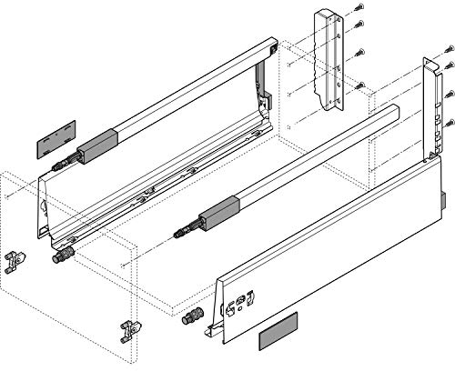 Blum Tandembox antaro D-Reling(K) Schubladenschienen-Set | 1 Paar, 30kg 450mm | Vollauszug Blumotion, seidenweiß