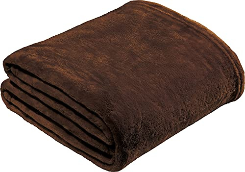 REDBEST Microfaserdecke Amarillo, Fleece-Wohndecke, Sofadecke braun Größe 130x180 cm - kuscheliger Teddyfleece, extra weich warm, pflegeleicht, waschbar