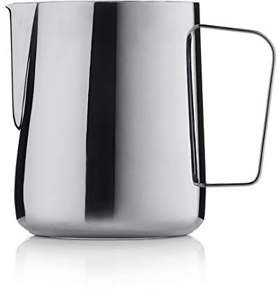 Barista & Co Core Alloy Steel Milk Jug - Portable Milk Frothing Jug for Coffee Machine with Internal Measuring Marks for Coffee Art Making, as Latte, Cappuccino (Black, 600 ml.)