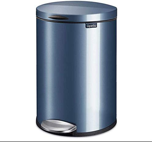 GLP Poubelle ronde à pédale en acier inoxydable avec couvercle silencieux, grande capacité pour cuisine, salle de bain (couleur : bleu, taille : 12 l)