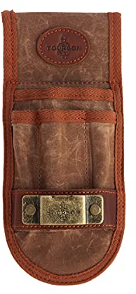 TOURBON Werkzeuggürtelholster aus gewachstem Segeltuch und Leder, mit Maßbandhalter für Elektriker, Werkstatt, Braun