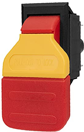 POWERTEC 120 V/230 V dubbel spänning säkerhet paddelströmbrytare, 1 HP, stor paddelbrytare för elverktyg snabb avstängning. Passar bordsåg, routerbord, borrpress, bänksåg, bandsåg, dammsamlare (71672)