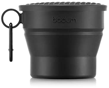 Bodum K12060-01S Faltbarer Becher mit Deckel und Karabinerhaken, 0.3l3l Schwarz