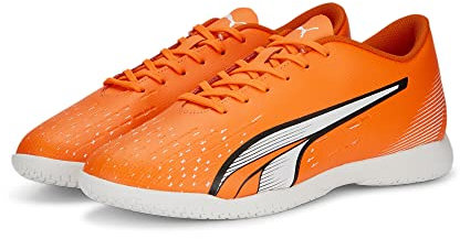 PUMA Herr Ultra Play It fotbollssko, Ultra Orange Puma Vit Blå Glimmer, 42.5 EU