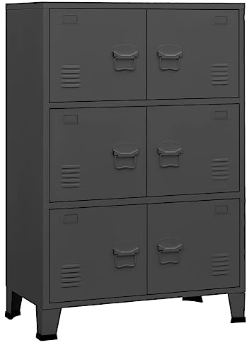 vidaXL Lagerschrank Industrial Standschrank Sideboard Kommode Beistellschrank Metallschrank Stahlschrank Aufbewahrungsschrank Anthrazit Metall