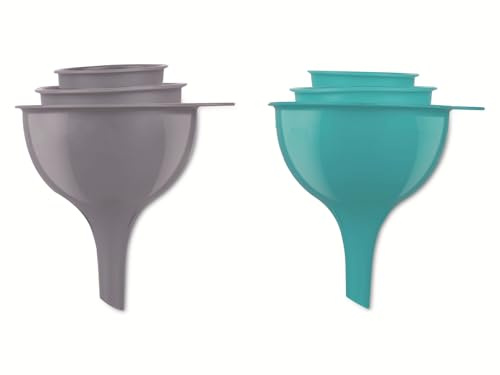 Alpina Set di 3 imbuti, pratico set di imbuti, per cucina e casa, per uso alimentare, in plastica, 3 diverse misure, 6, 8, 10 cm