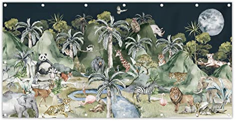 MuchoWow® Balkon Sichtschutz Sichtschutzmatte Balkonbanner Abdeckung für Terrasse Balkon Windschutz Blickdicht Wetterfest 200x110 cm Kinder - Dschungel - Natur - Tiere - Pflanzen
