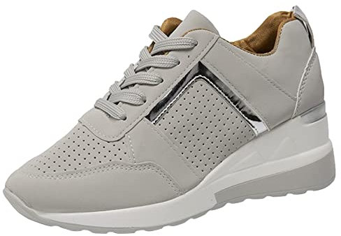 Sneaker Damen Weiss Plateau Elegante Weiche Schuhe Turnschuhe Sportschuhe Leichtgewichts Atmungsaktiv Frauen Walkingschuhe Halbschuhe Cushion Wasserdicht Flach Für Sporthalle Outdoor Jogging