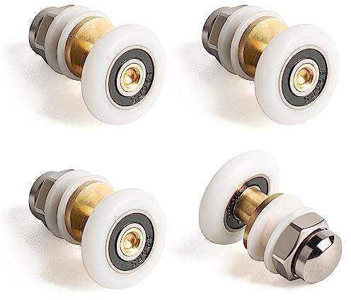 SPDYCESS 4 Stück Duschkabine Rollen 25mm, Exzentrisch Duschtürrollen, Weiß, für Duschtür Rollen