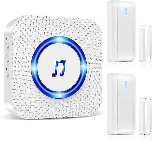 Door Alarm Sensor ChunHee Wireless Door Sensor Chime When Door Opens,Door Entry Alarm Chime for Business/Home/Kids,150M Range,5 Adjustable Volume Door Ringer Alert 2 Sensors + 1 Receiver