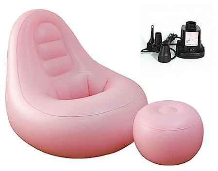 CARZUNI Blow Up Couch, aufblasbarer Loungesessel mit Ottomane Blow Up Chaise Lounge Air Chair Lazy Sofa Set, BBL Recovery Sofa(Pink)