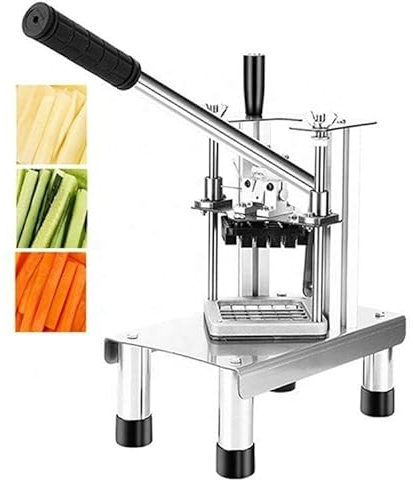 DISHENGZHEN French Fries Cutter Professional Potato Chipper Commercial Potato Chipper Vegetable Fruit Slicer with 3 Stainless Steel Blades-1/4 1/2 3/8 French Fry Cutter