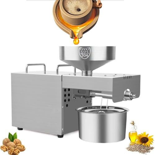 PAHION 610W Automatische Ölpresse Maschine Kalt-Heiß-Nuss-Öl-Extraktor Rostfreier Stahl Ölpresse Expeller Gewerblicher Haushalt Für Mais Erdnuss Sojabohnen Faxsamen Raps Walnuss 3-6Kg / H