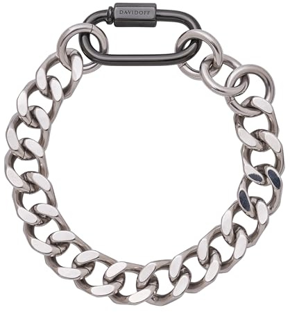 DAVIDOFF HOME RUN Bracelet - Brazalete con cadena de eslabones hexagonales de 19 mm - pulsera para hombre de acero inoxidable antialérgico con 3 cierres intercambiables