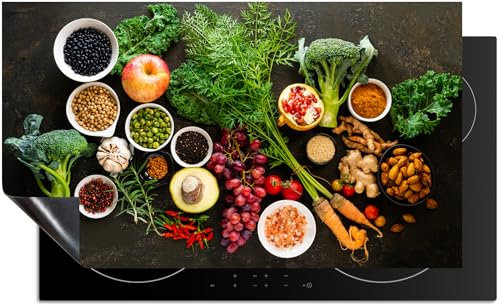 KitchenMundo© Induktionsschutz 71x52 cm Healhty Food Abdeckplatte Schutzmatte Küche Induktionsherd Protektor Anti-Rutsch-Matte - Grüße - Obst