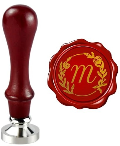 Mceal Wachssiegelstempel, Silberner Messingstempel 25 mm Durchmesser, Hochzeitseinladung, Karten Umschläge, Geschenkverpackung Anfang, Weihnachts Dank, Alphabet Buchstabe M